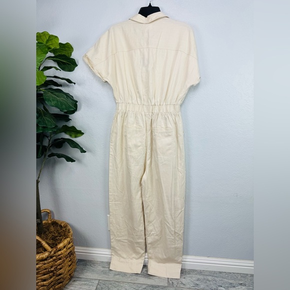 NWT Universal Thread Utility Boilersuit Relaxed Denim Jumpsuit Cream - Picture 10 of 11